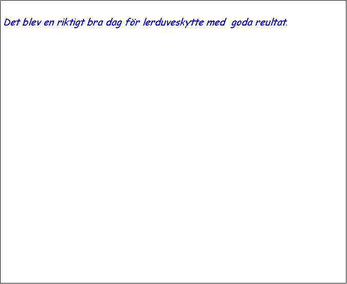 Textruta: Det blev en riktigt bra dag fr lerduveskytte med  goda reultat.



